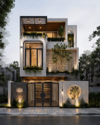 Mẫu thiết kế nhà phố 4 tầng hiện đại