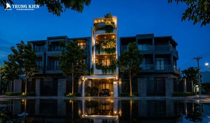 thiết kế nhà phố mặt tiền xanh
