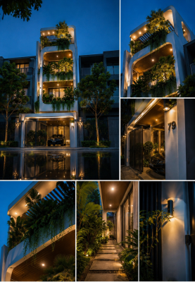 thiết kế nhà phố mặt tiền xanh