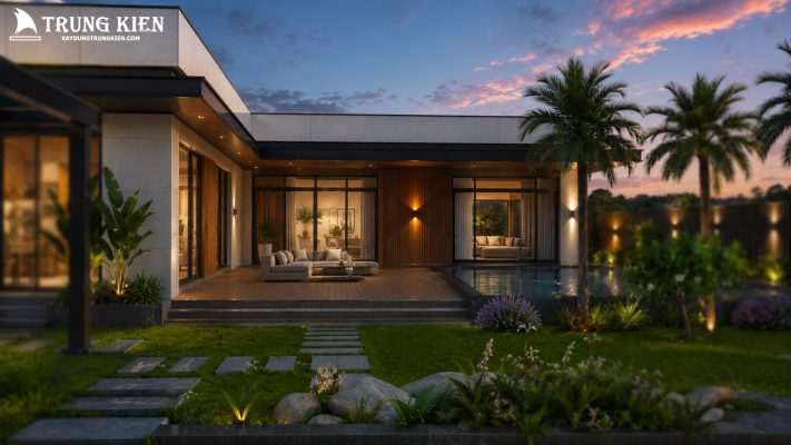 nhà vườn hiện đại 1 tầng