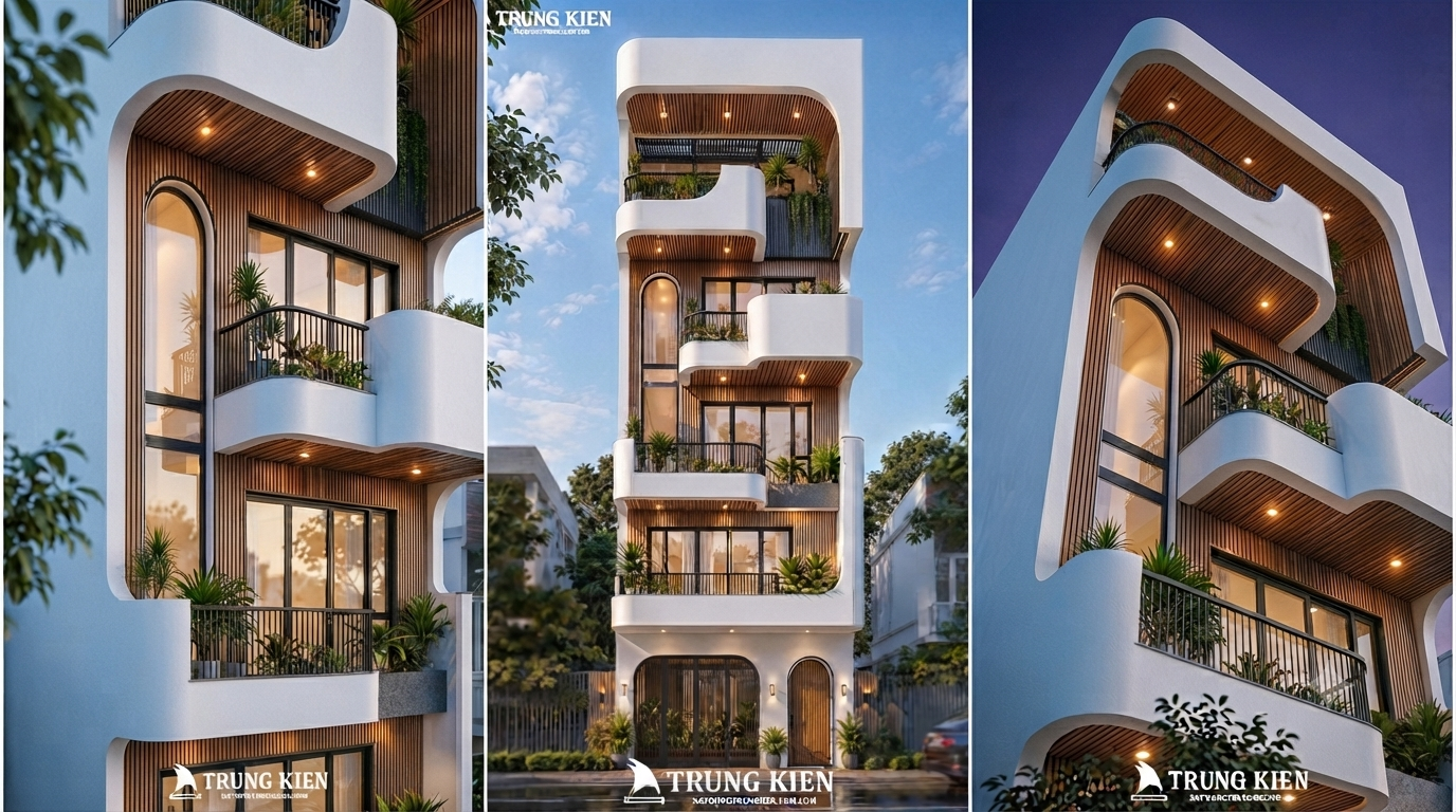 Mẫu Nhà Phố Hiện Đại 1 Trệt 3 Lầu Sân Thượng