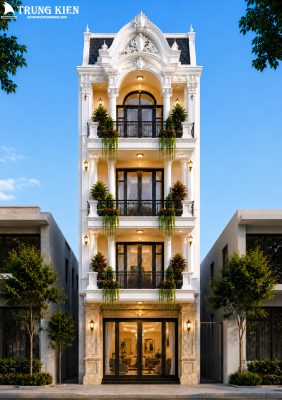 Mẫu Nhà Phố Tân Cổ Điển 4 Tầng