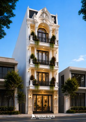 Mẫu Nhà Phố Tân Cổ Điển 4 Tầng