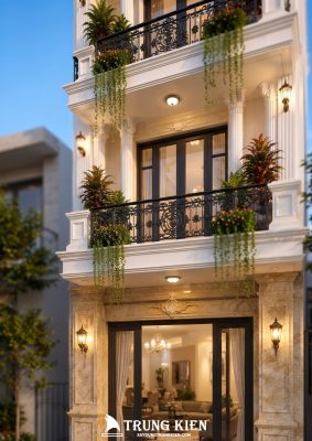 Mẫu Nhà Phố Tân Cổ Điển 4 Tầng