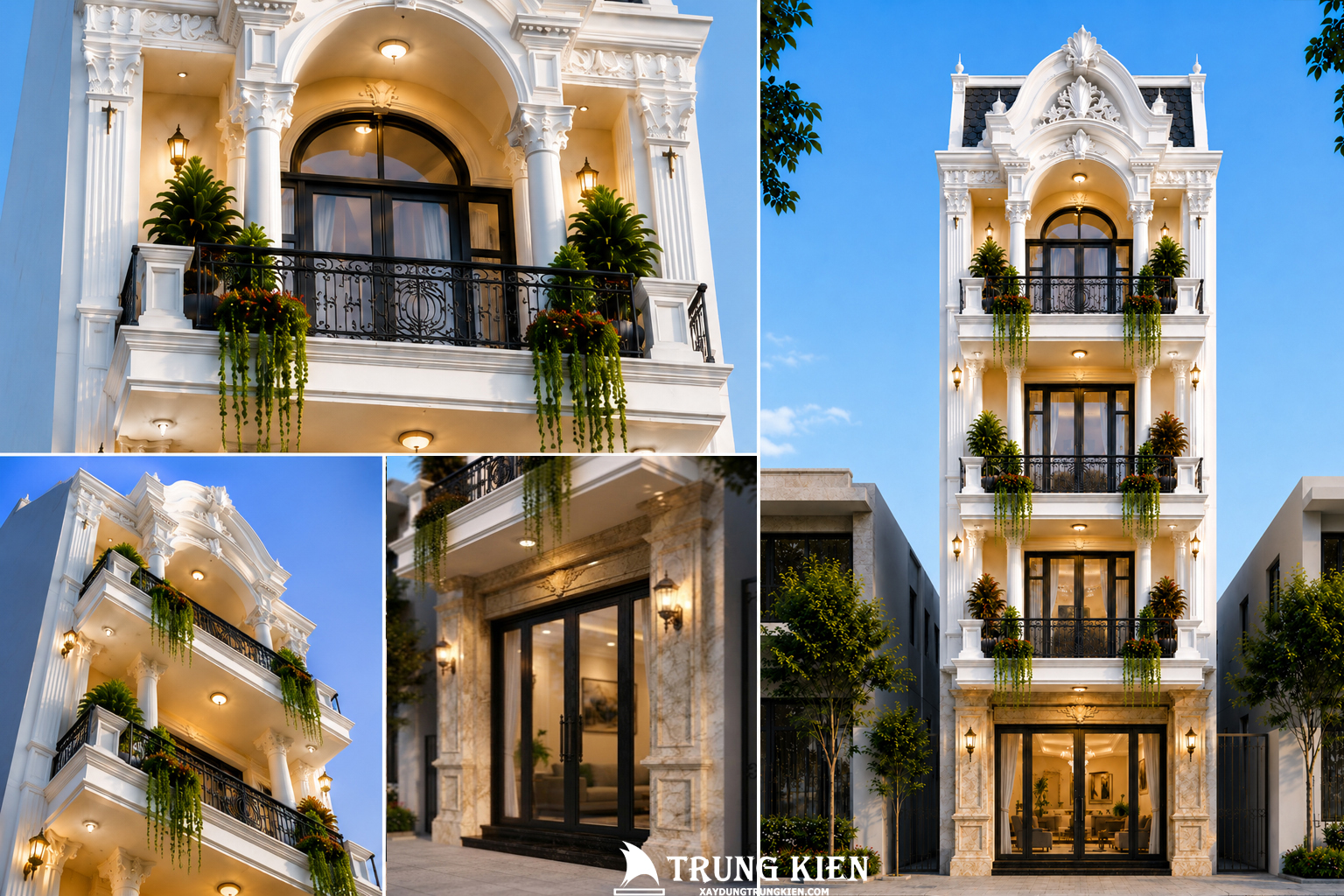Mẫu Nhà Phố Tân Cổ Điển 4 Tầng