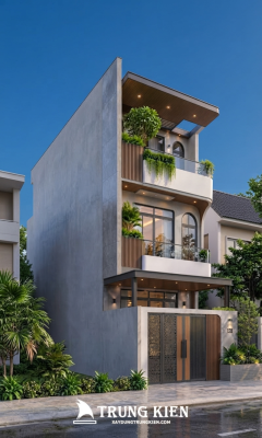 gốc chụp ngoại thất mẫu nhà phố 3 tầng